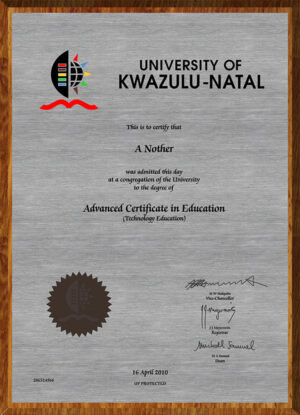 Stainless Steel Etched Graduation Plaque on Light Wood